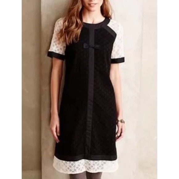 Girls from Savoy by Anthropologie Molina Eyelet Shift Dress Size S Cream/Black - Picture 1 of 7